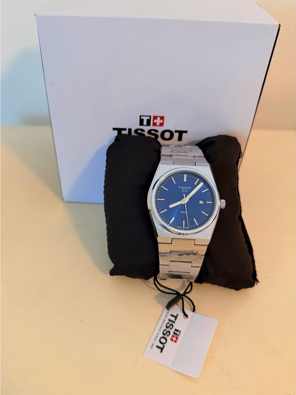 Tissot Silver Bracelet Watch with Blue Dial